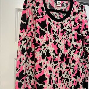 Sew In Love Pink and Black Patterned Top